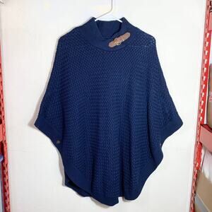 Banana Republic Blue Knit Poncho Size S